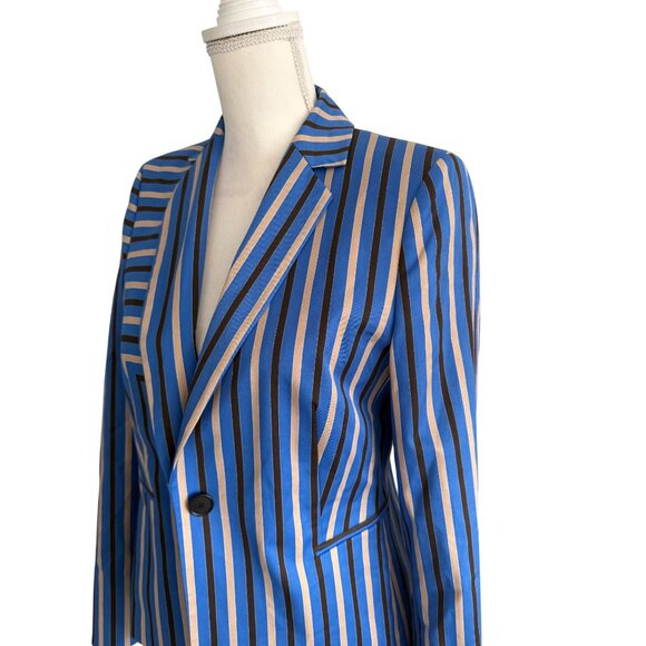 AKRIS PUNTO Blue Pinstriped Blazer Jacket Size US 8 - Picture 3 of 13